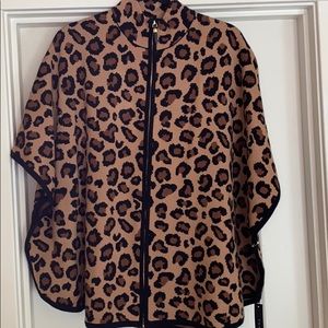 Tahari Leopard Print Poncho Cape
